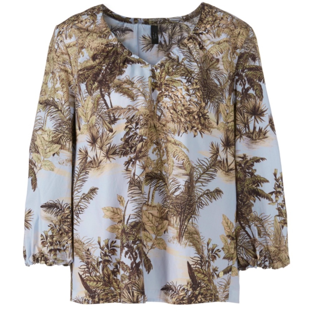 Marc Cain Palm Motif Cotton Blouse Size N5 Large 12